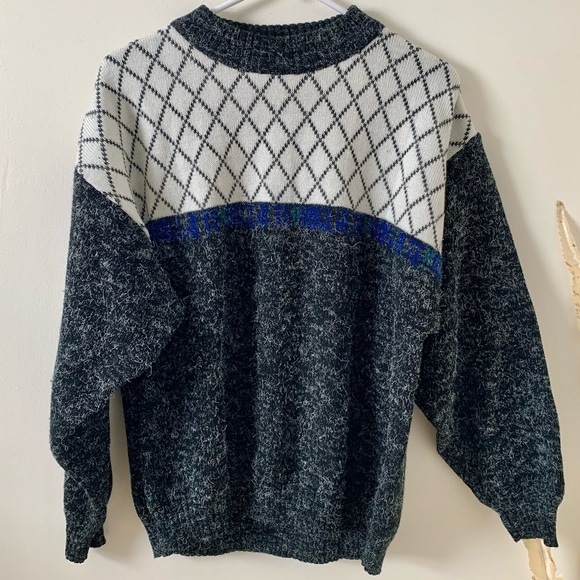 Vintage Italian Sweater Voglio Te !  Medium Rare Unique 80s 90s Black White - Picture 1 of 6